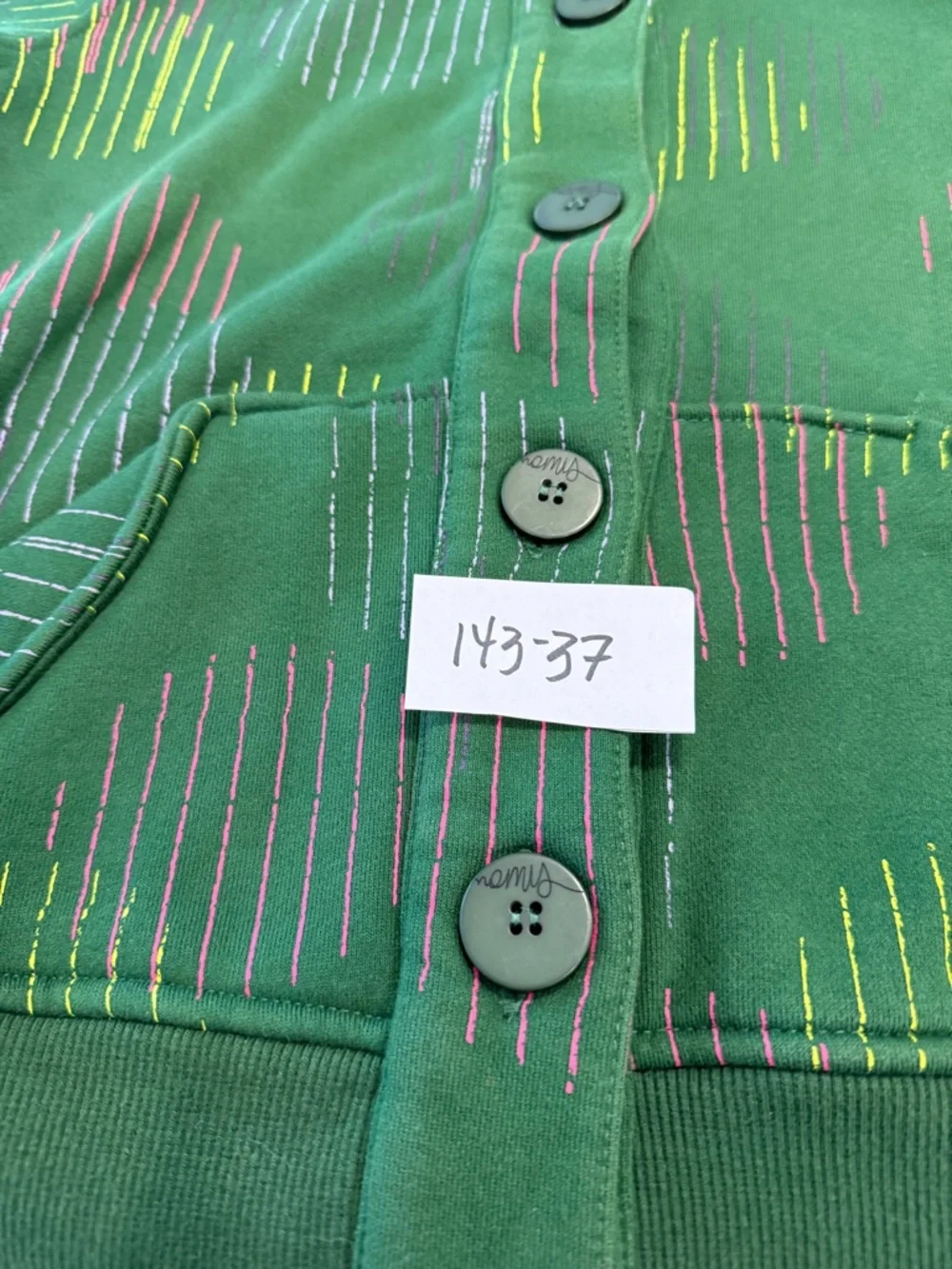 Nomis green & pink boho button up sweatshirt SZ SM - Picture 13 of 14